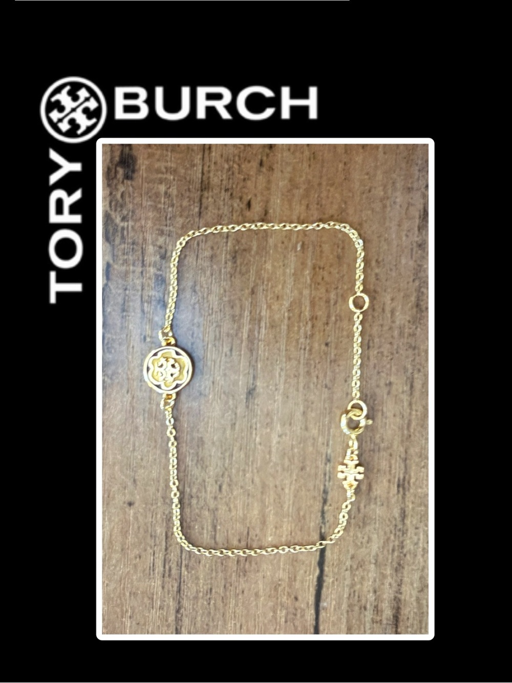 TORY BURCH Kira Goldtone signature Logo bracelet